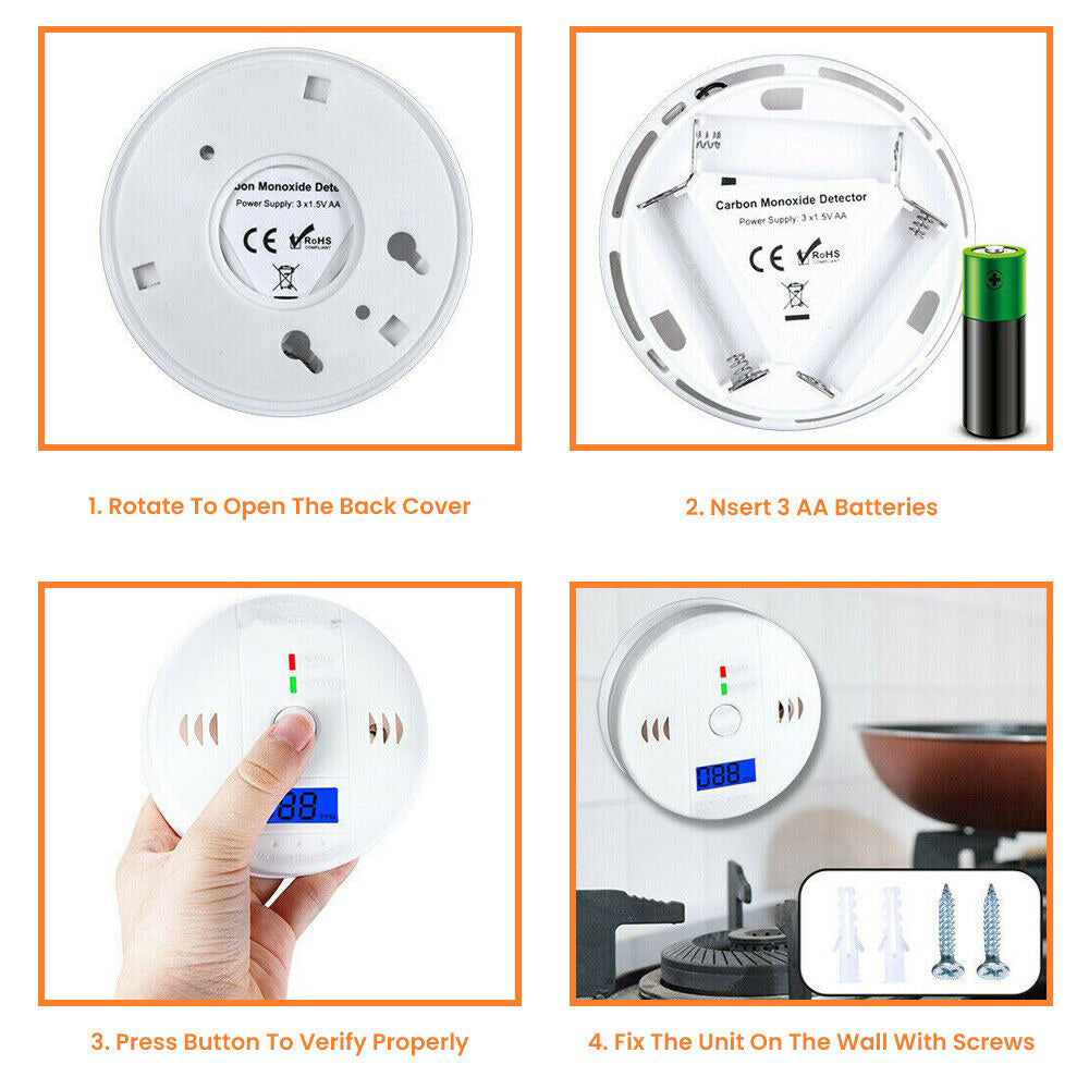 LCD Combination CO Carbon Monoxide Detector